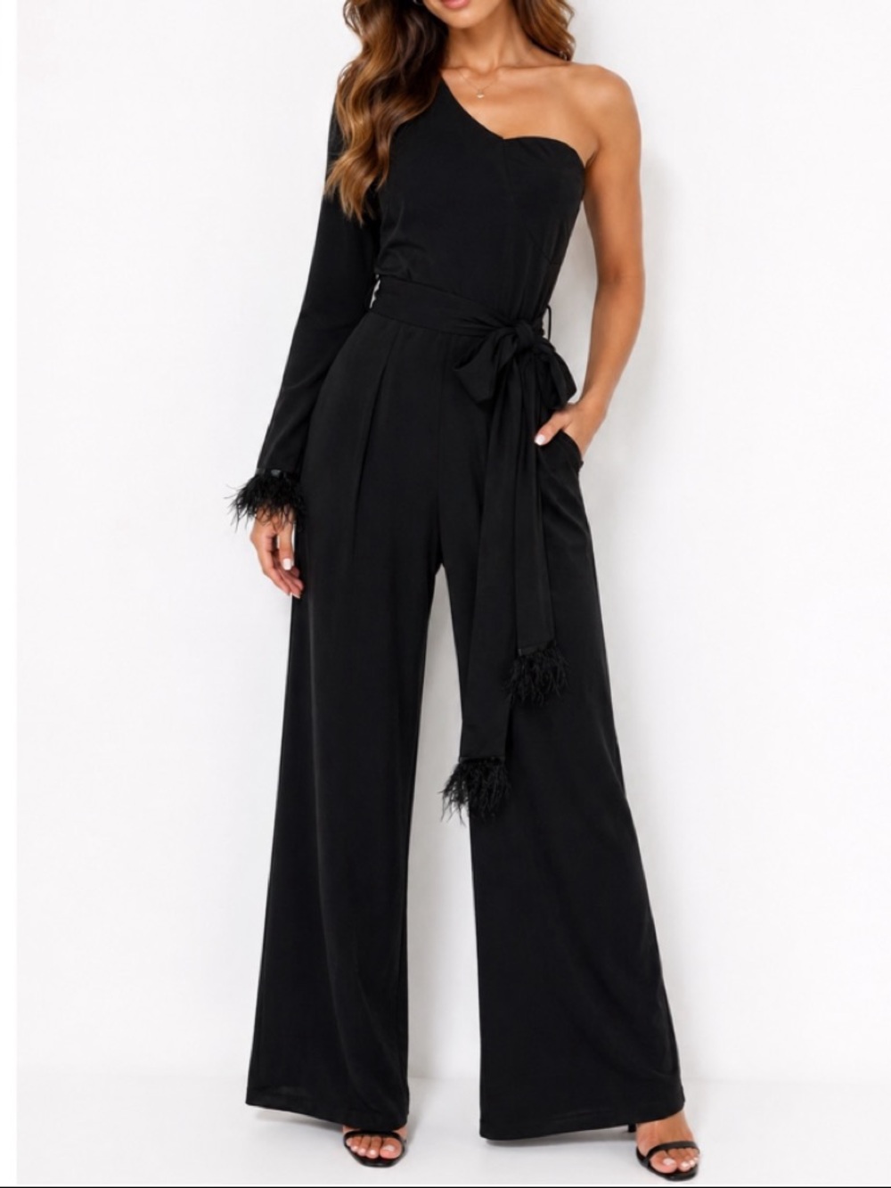 New Women’s One Shoulder Black Jumpsuit Size Medium